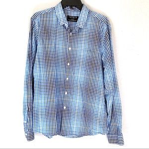 Topman blue checkered buttoned long sleeve shirt